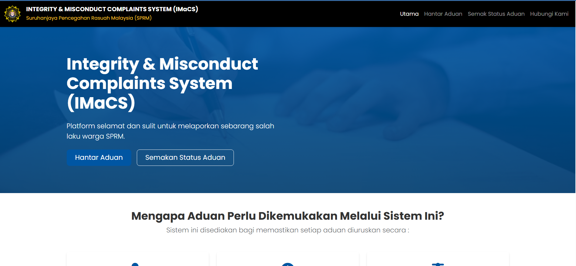 IMaCS — Sistem Aduan Integriti & Salah Laku
